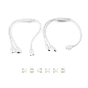 G.W.S LED Wholesale Strip Connectors 2 4 Pin 1 to 2 Ways Y Splitter Cable For RGB LED Strip Light