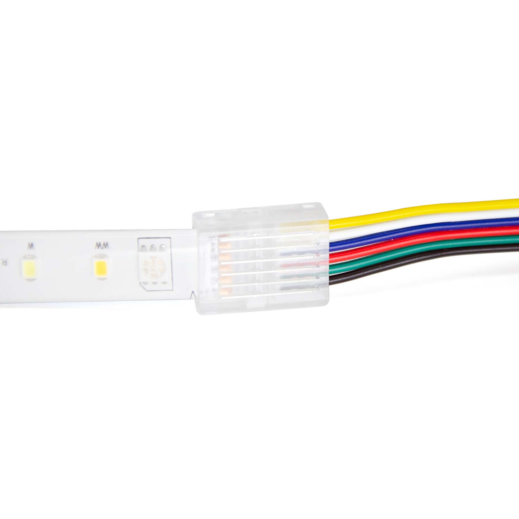 G.W.S LED Wholesale Strip Connectors 6 Pin RGBCCT / 12mm / 5 6 Pin Strip to Wire Connector For RGBCCT LED Strip Lights