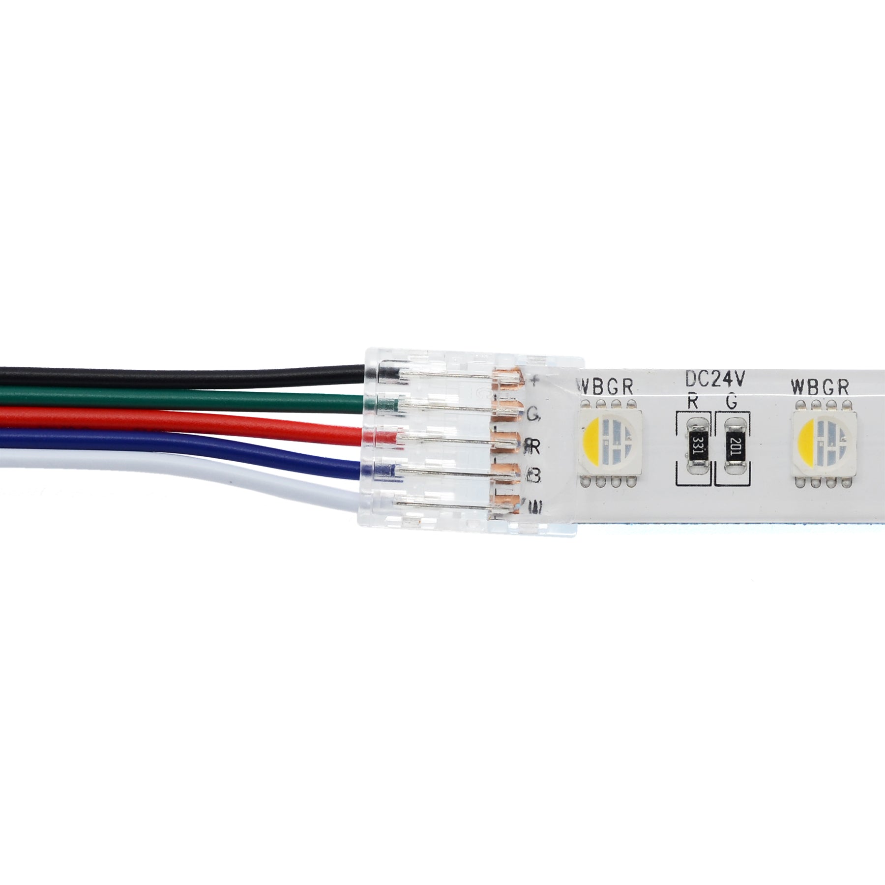 G.W.S LED Wholesale Strip Connectors SMD / 12mm / 5 Pin RGBW/RGBWW Strip to Wire Straight Connector For DC LED Strip Lights, Pack of 5