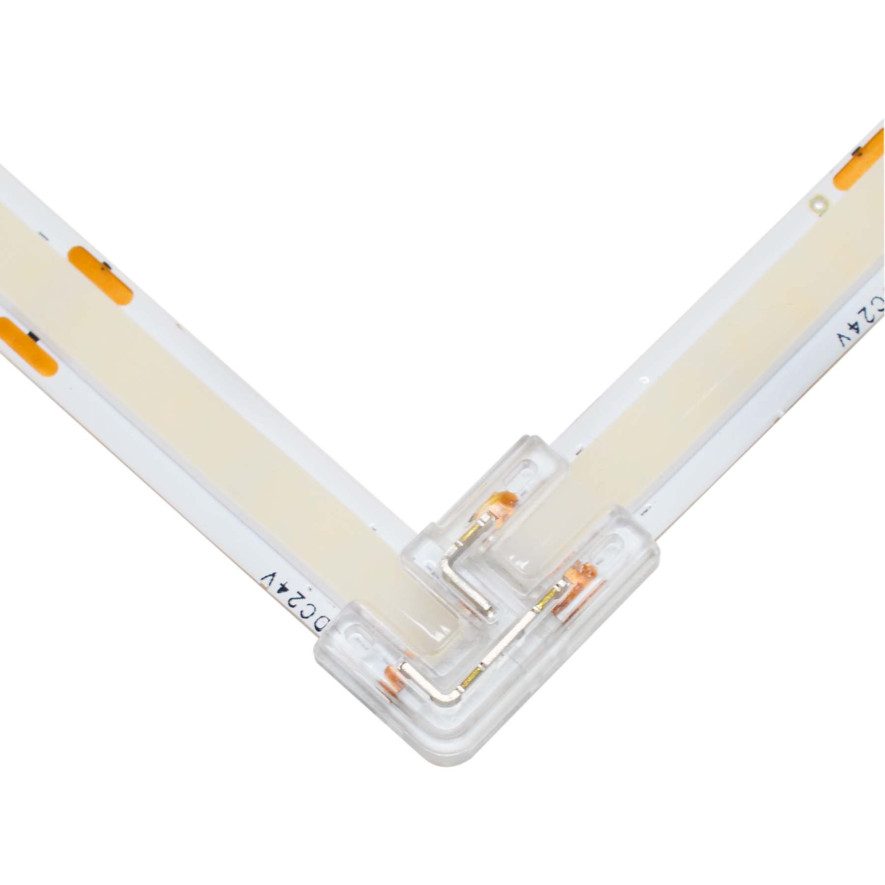 G.W.S LED Wholesale Strip Connectors Ultra Slim Mini L Shape Seamless Clamp Connector for COB/SMD Single Colour DC LED Strip Lights