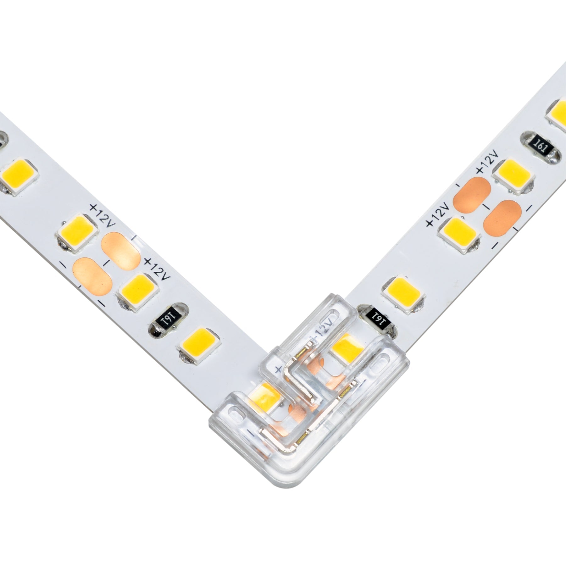 G.W.S LED Wholesale Strip Connectors Ultra Slim Mini L Shape Seamless Clamp Connector for COB/SMD Single Colour DC LED Strip Lights