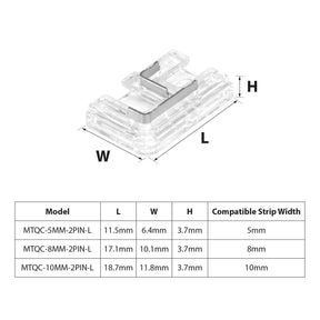 G.W.S LED Wholesale Strip Connectors Ultra Slim Mini L Shape Seamless Clamp Connector for COB/SMD Single Colour DC LED Strip Lights