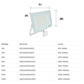 Infinity Infinity LED Floodlight Infinity White Casing Tri-Colour LED Flood Light With Dusk Till Dawn Sensor