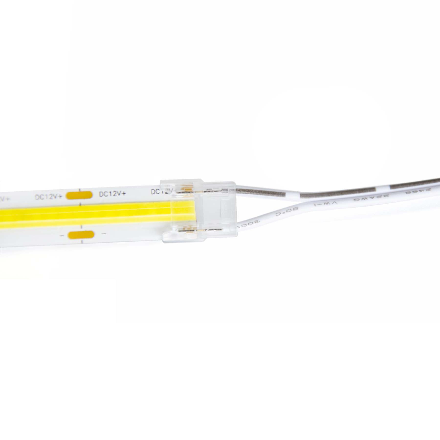 G.W.S. LED Strip Connectors 2 Pin 1 End Wire Connector For Single Colour LED COB Strip Lights
