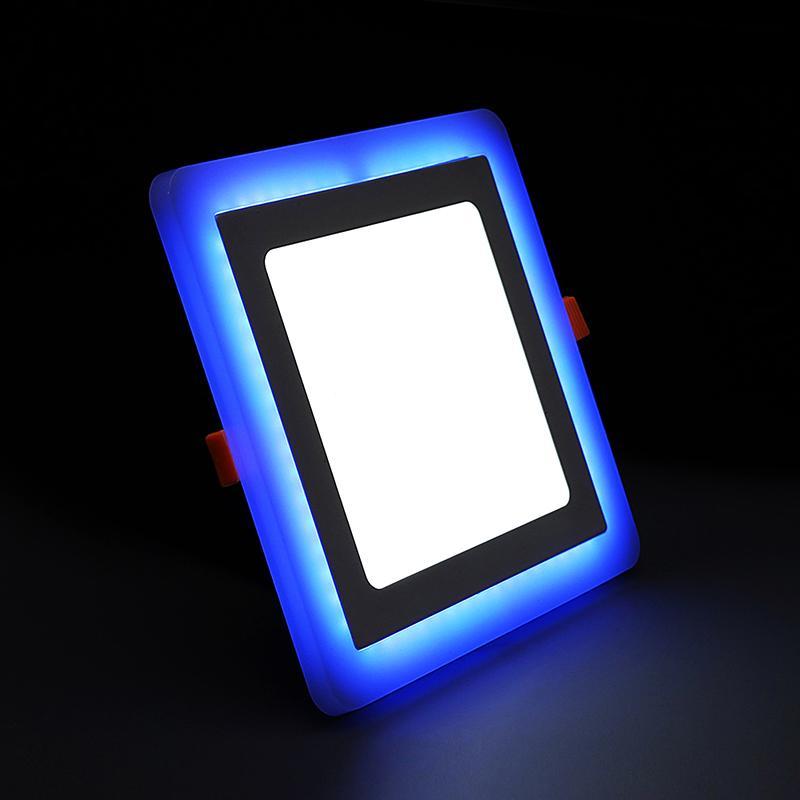 G.W.S LED Wholesale 3W+3W / Day White+Blue / No Recessed Square Blue Edge Lit LED Panel Light