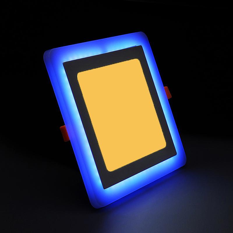 G.W.S LED Wholesale 3W+3W / Warm White+Blue / No Recessed Square Blue Edge Lit LED Panel Light