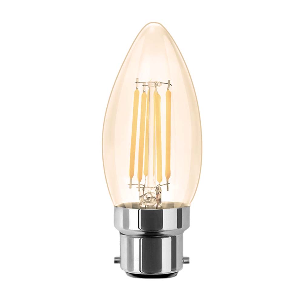 G.W.S. LED Wholesale Filament LED Bulbs Candle (Amber) / B22 / Warm White (2700K) C35 Vintage Style Dimmable B22 6W LED Filament Candle Light Bulb