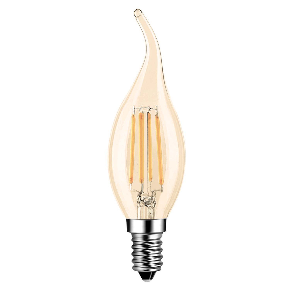 G.W.S LED Wholesale Filament LED Bulbs Candle (Amber) / E14 / Warm White (2700K) C35 Vintage Style Dimmable E14 4W LED Filament Flame Tip Candle Light Bulb