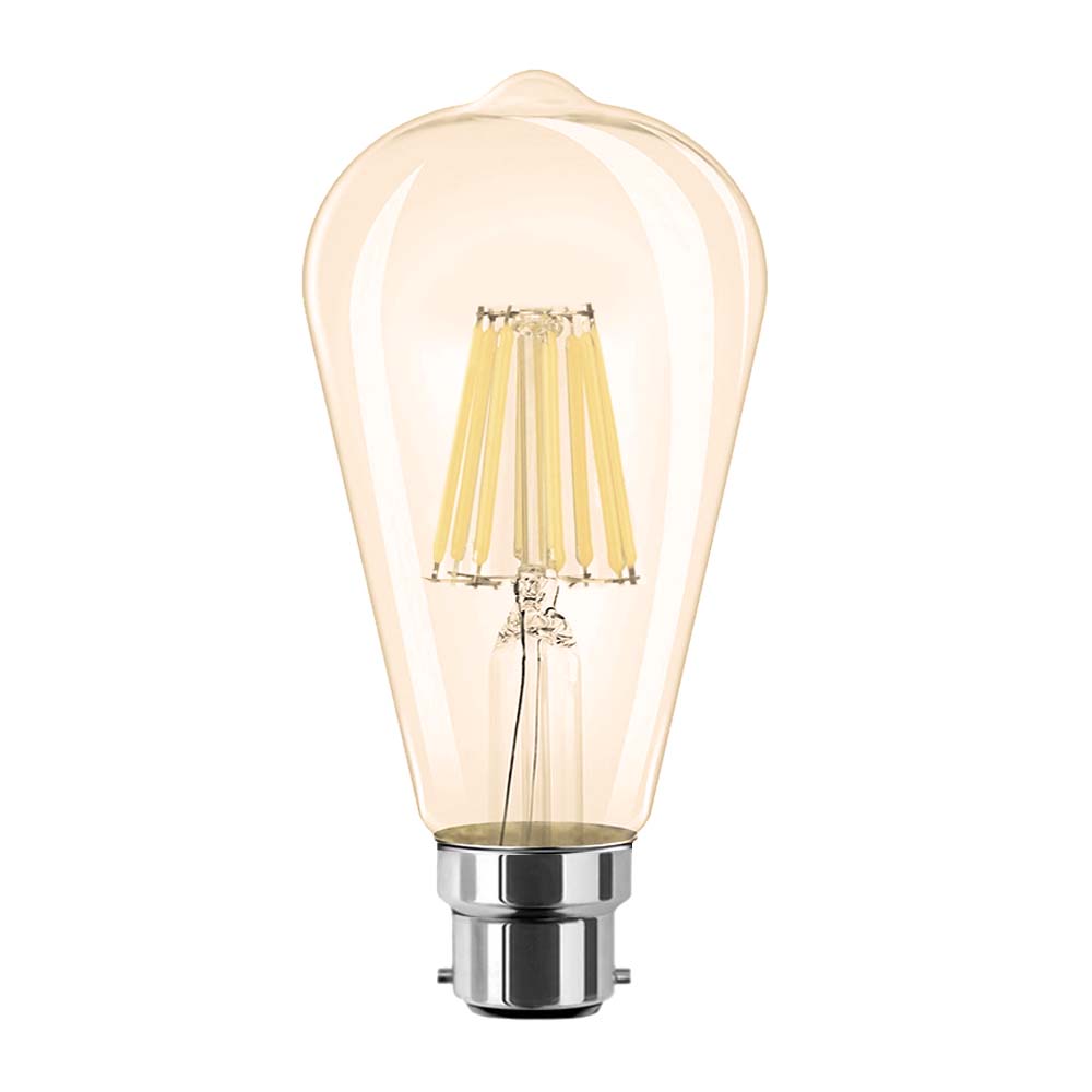 G.W.S LED Wholesale Filament LED Bulbs Pear (Amber) / B22 / Warm White (2700K) ST64 Vintage Style Dimmable B22 8W LED Filament Pear Light Bulb