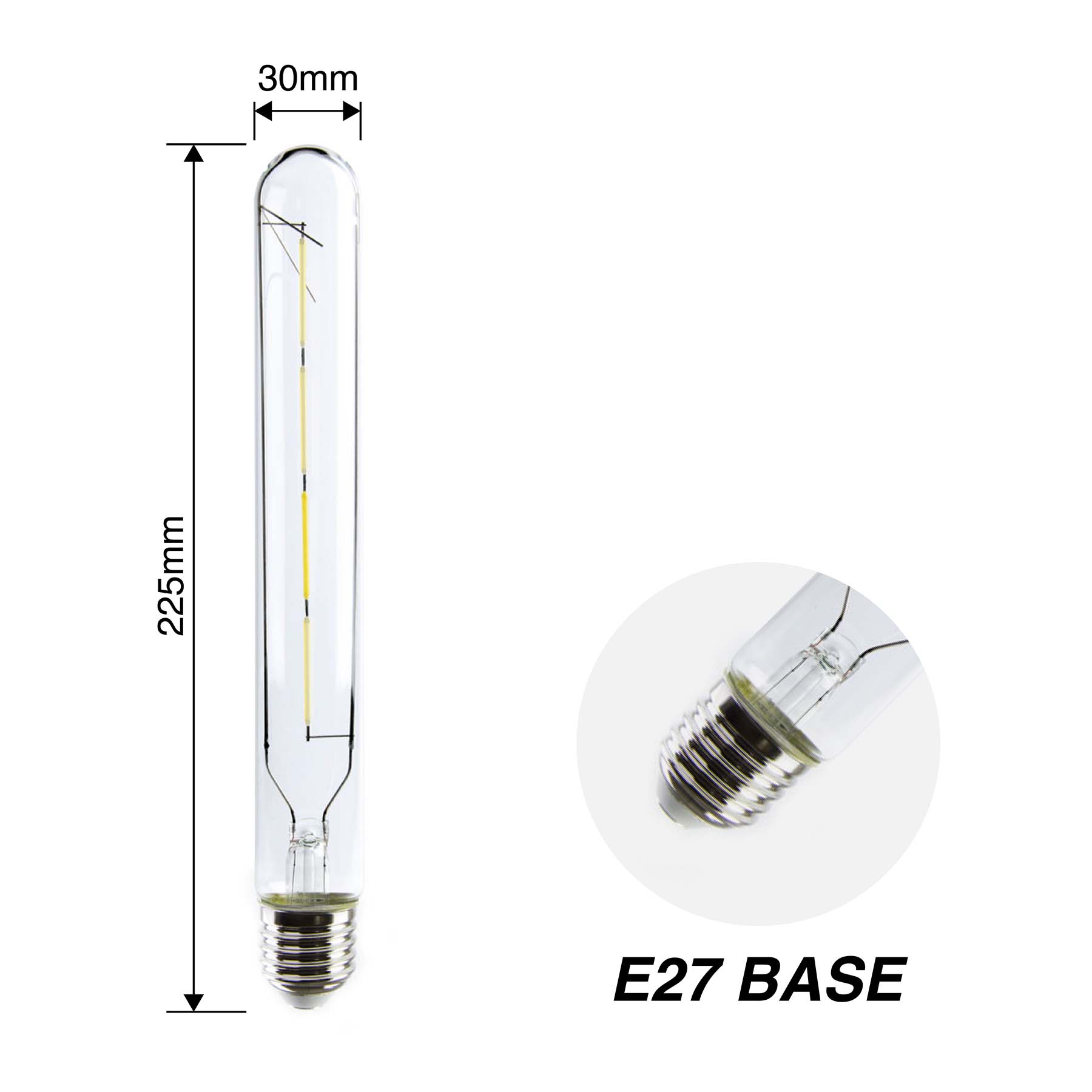 T30 225 Vintage Style Dimmable E27 4W LED Filament Tubular Light Bulb
