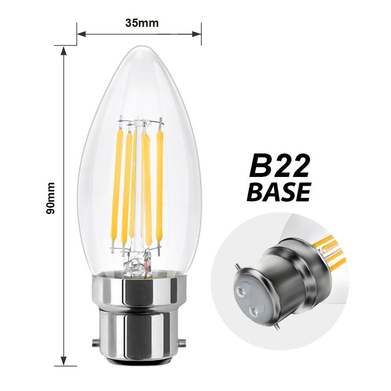 G.W.S. LED Wholesale Filament LED Bulbs Vintage Style Dimmable B22 6W LED Filament Candle Light Bulb