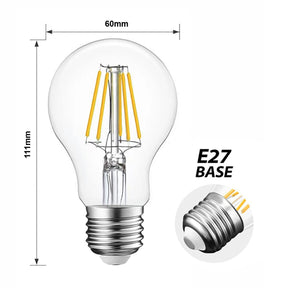 G.W.S LED Wholesale Filament LED Bulbs Vintage Style Dimmable E27 8W LED Filament Globe GLS A60 Light Bulb