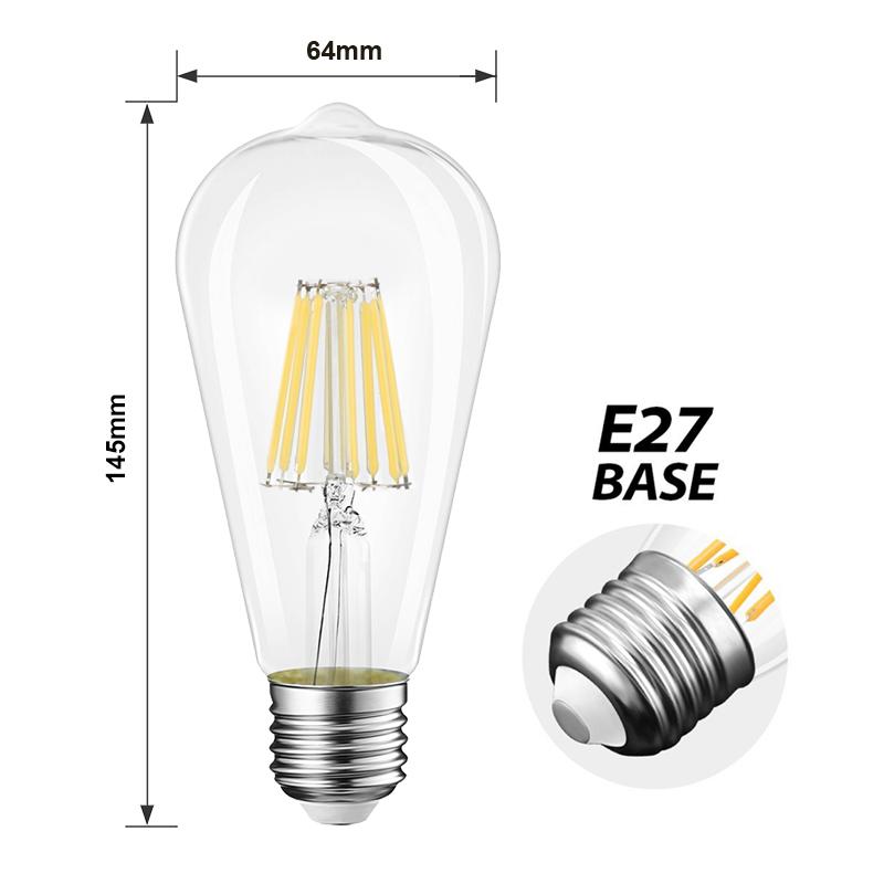 G.W.S LED Wholesale Filament LED Bulbs Vintage Style Dimmable E27 8W LED Filament Pear Light Bulb