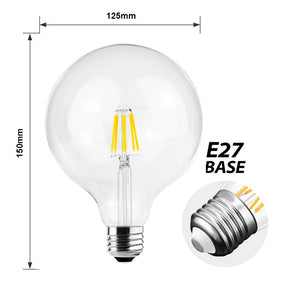 G.W.S LED Wholesale Filament LED Bulbs Vintage Style Dimmable G125 E27 8W LED Filament Globe Light Bulb