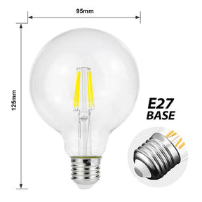 G.W.S LED Wholesale Filament LED Bulbs Vintage Style Dimmable G95 E27 8W LED Filament Globe Light Bulb