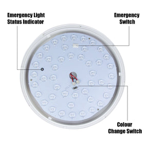 G.W.S LED Wholesale LED Ceiling Lights 18W / Tricolour (3000K+4000K+6000K) / Emergency IP65 18W Slim LED Ceiling Light With 3 Colours Built-in & Emergency Function