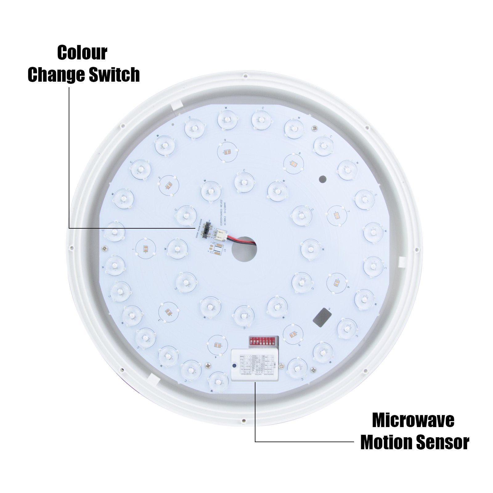 G.W.S LED Wholesale LED Ceiling Lights 18W / Tricolour (3000K+4000K+6000K) / Microwave Motion Sensor IP44 18W Slim LED Ceiling Light With 3 Colours & Microwave Motion Sensor Built-in