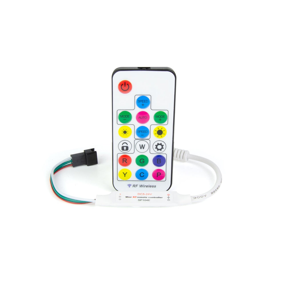 SP104E Mini Inline SPI Pixel LED Controller With 17 Keys RF Remote