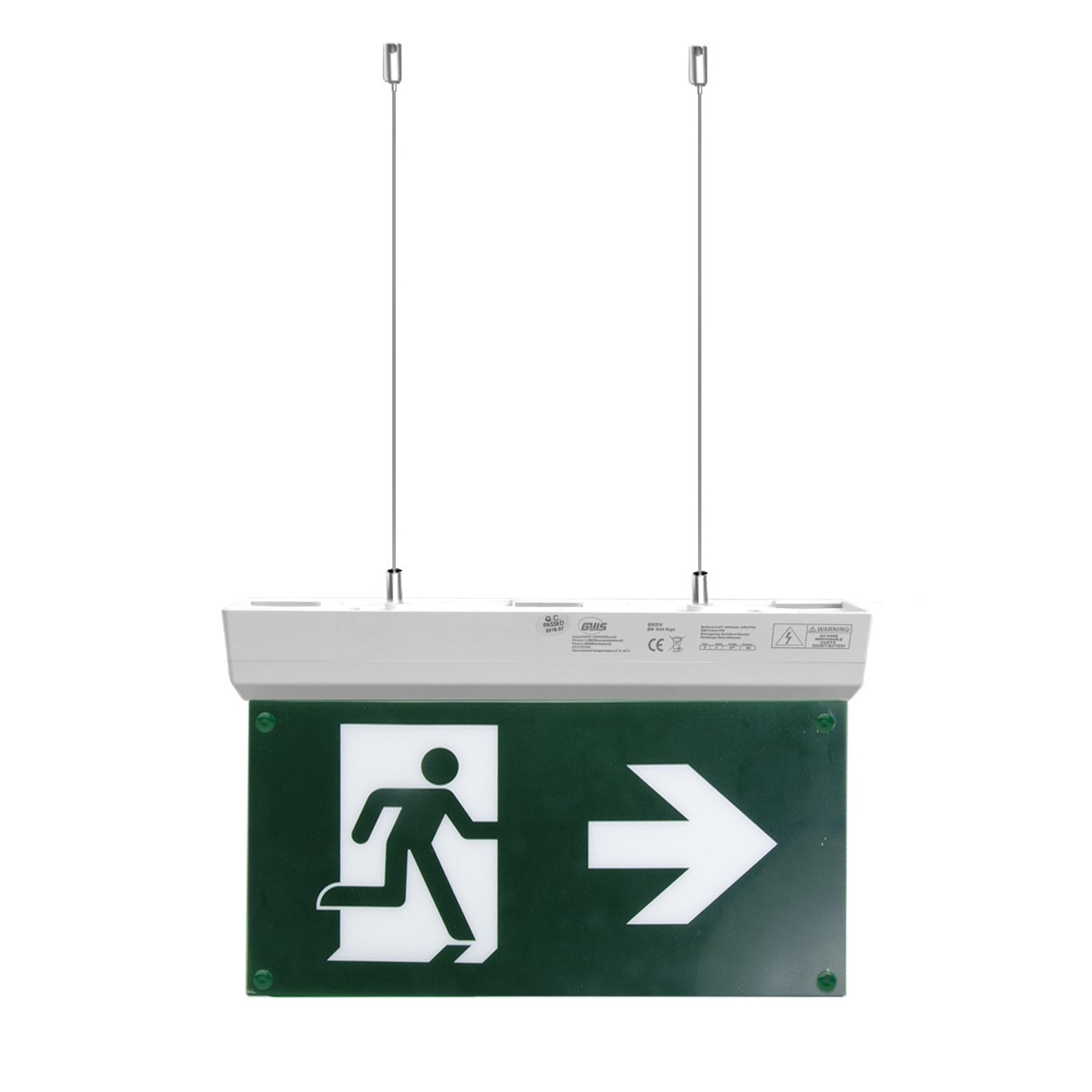 G.W.S LED Wholesale LED Emergency Lights Suspended Wire Kit LED Emergency Exit Light - Right Arrow Legend