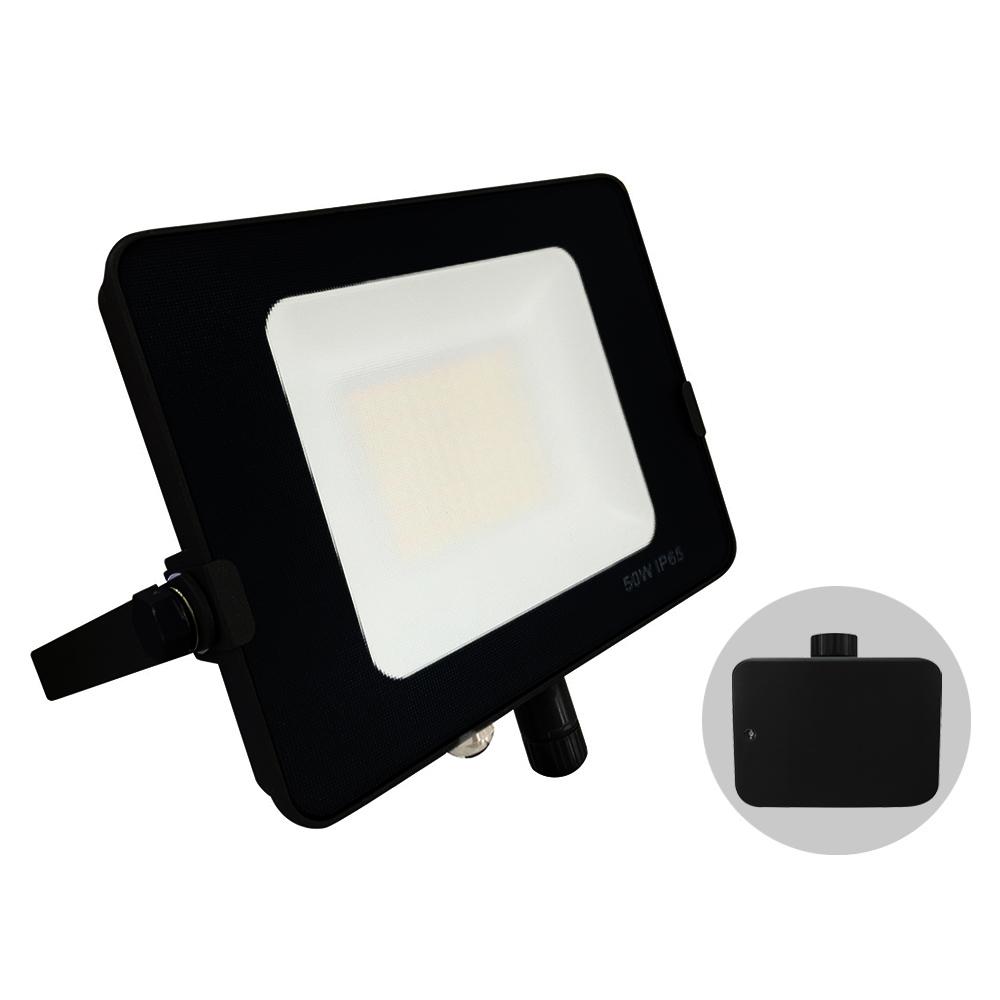 G.W.S LED Wholesale Ltd. Infinity LED Floodlight 50W / Tricolour (3000K+4000K+6000K) / Dusk Till Dawn Infinity Black Casing Tri-Colour LED Flood Light With Dusk Till Dawn Sensor