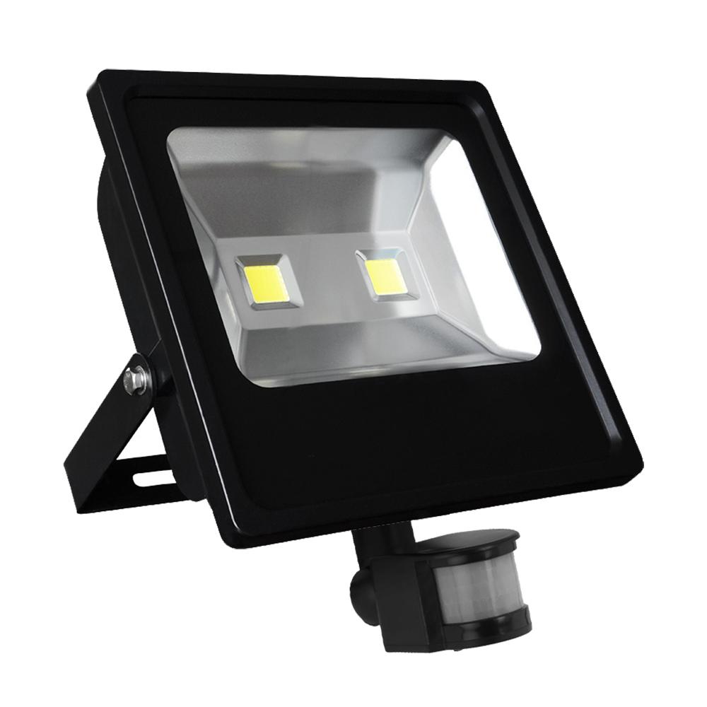 G.W.S LED Wholesale Ltd. Slim LED Floodlights 100W / Warm White (3500K) / PIR Motion Sensor Slim Black Casing LED PIR Flood Light