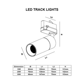 G.W.S LED Wholesale Ltd. White Dimmable LED Track Spotlight CCT