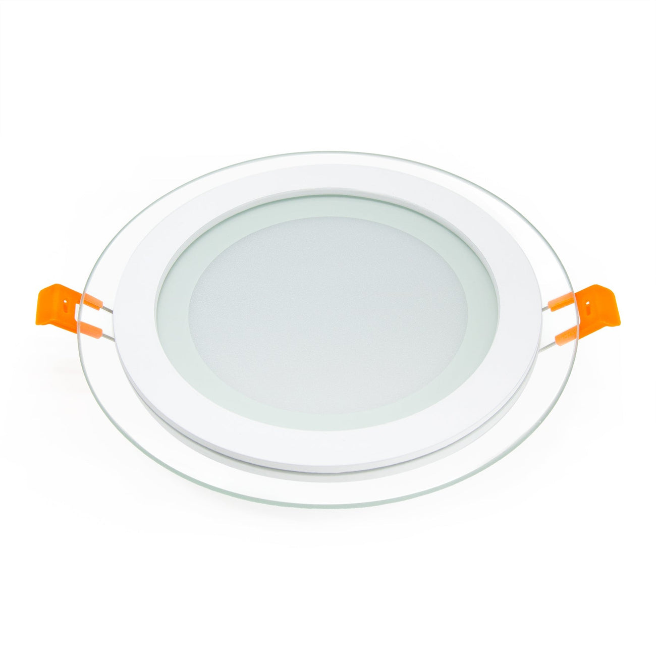 Recessed Round Crystal Glass Edge LED Panel Light Triple Cycles