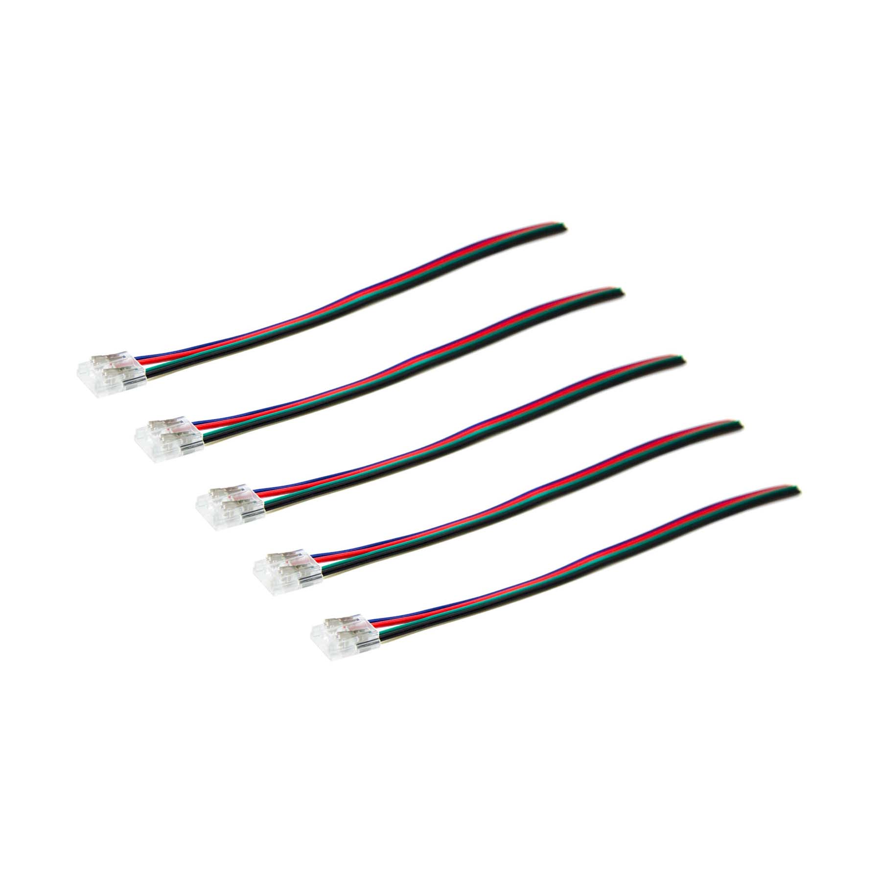 G.W.S LED Wholesale Strip Connectors 10mm / 5 4 Pin 1 End Wire Connector For RGB LED COB Strip Lights