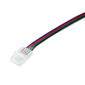 G.W.S LED Wholesale Strip Connectors 10mm / 5 4 Pin 1 End Wire Connector For RGB LED Strip Lights