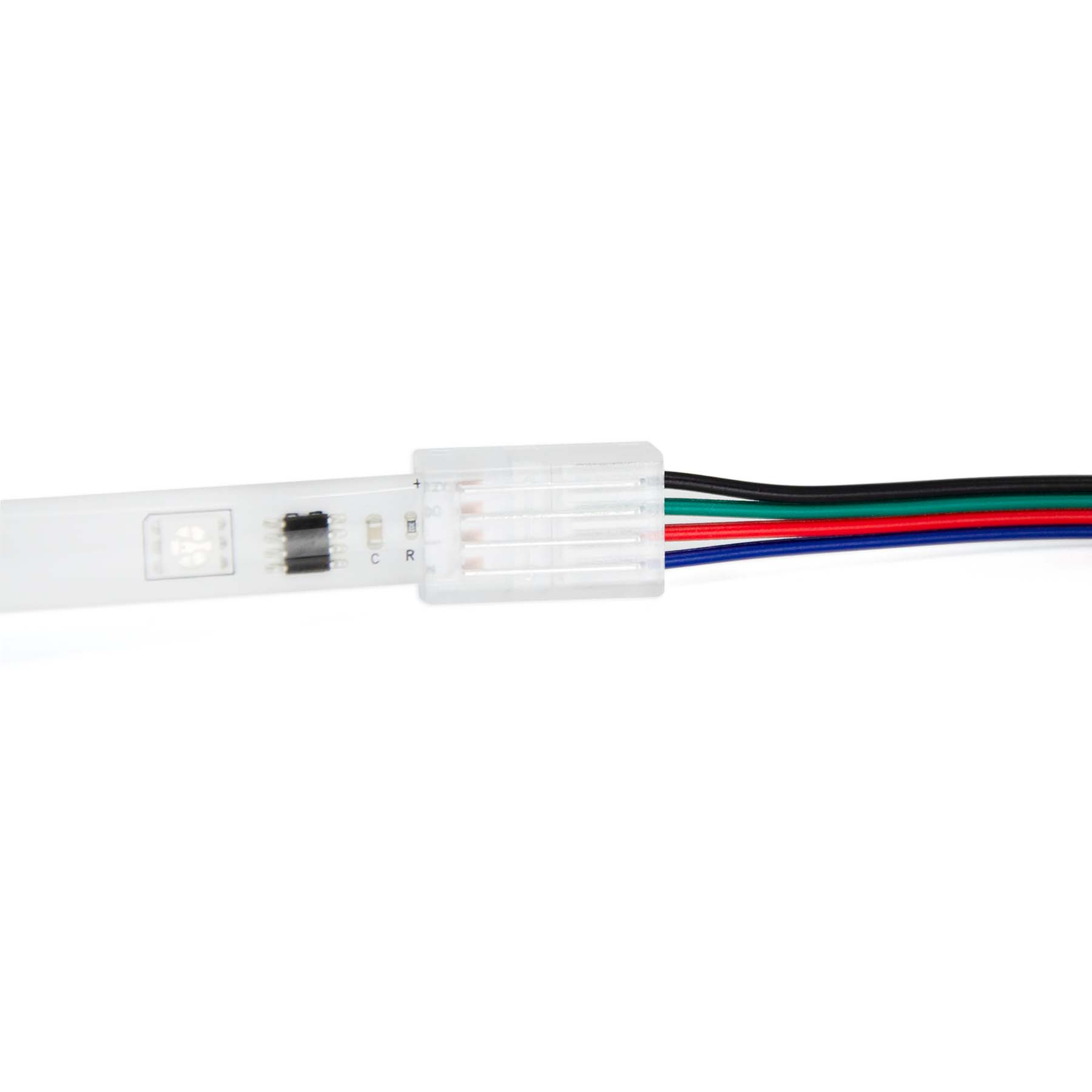 G.W.S LED Wholesale Strip Connectors 10mm / 5 4 Pin 2 End Wire Connector For RGB LED Strip Lights