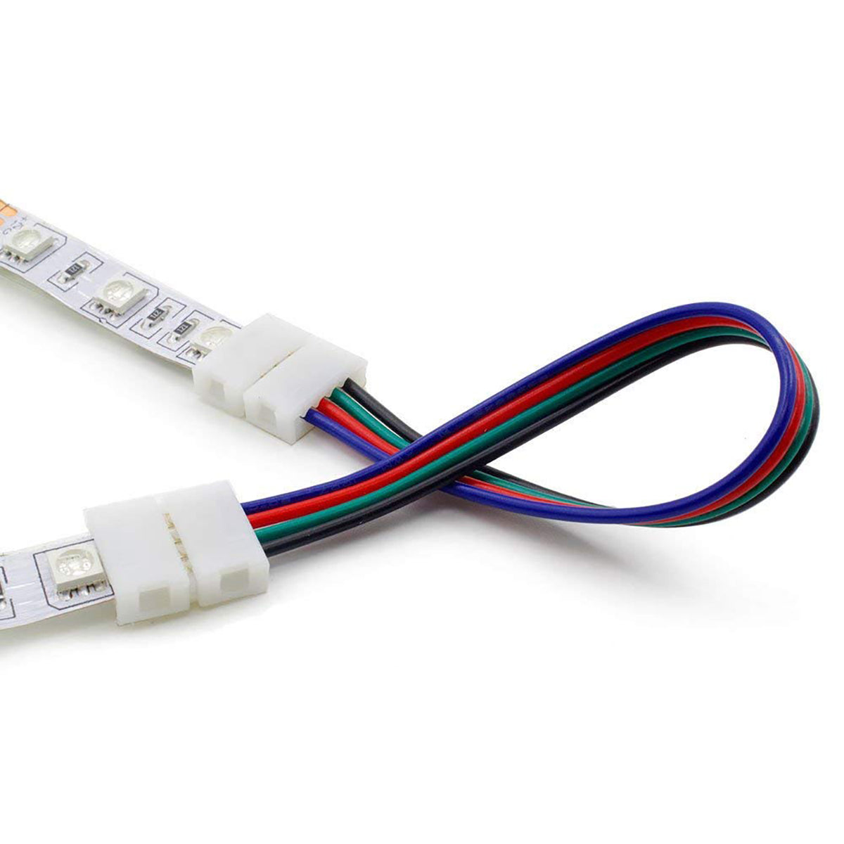 G.W.S LED Wholesale Strip Connectors 10mm / 5 4 Pin Wire Cable For 5050 LED RGB Strip Lights