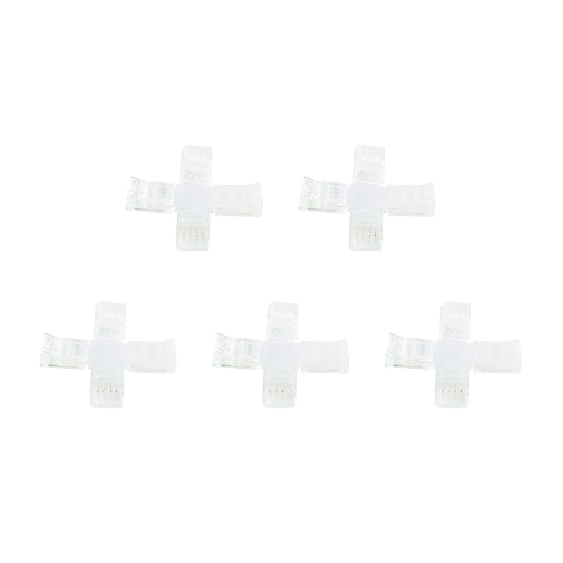 G.W.S LED Wholesale Strip Connectors 10mm / 5 4 Pin X Shape Connector For RGB LED Strip Lights