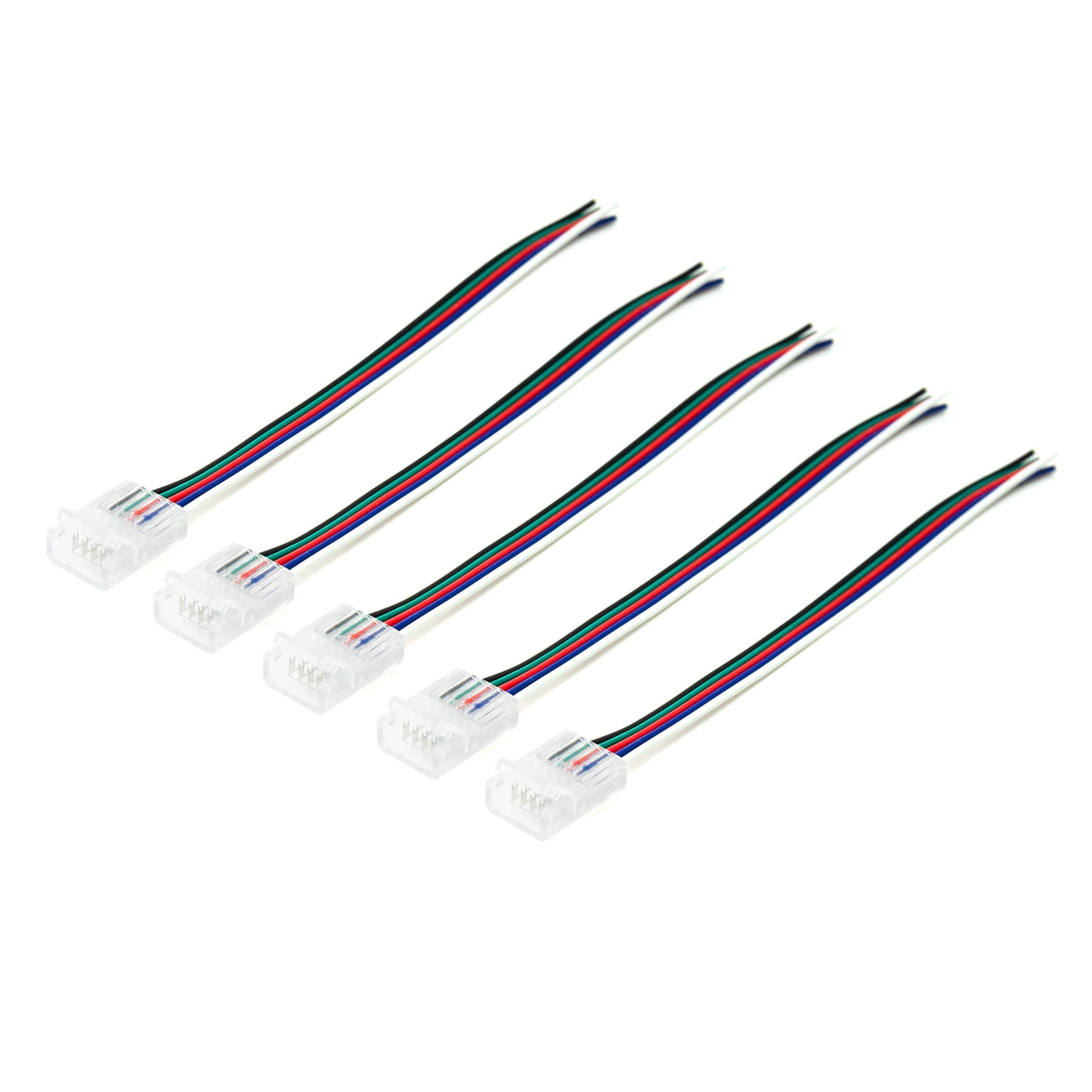 G.W.S LED Wholesale Strip Connectors 12mm / 5 5 Pin 1 End Wire Connector For RGBW/RGBWW LED Strip Lights