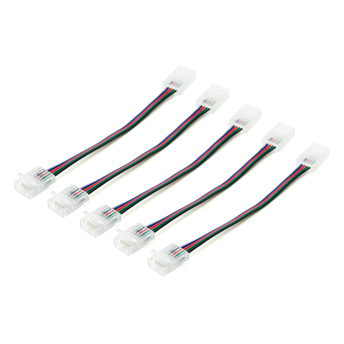 G.W.S LED Wholesale Strip Connectors 12mm / 5 5 Pin 2 End Wire Connector For RGBW/RGBWW LED Strip Lights