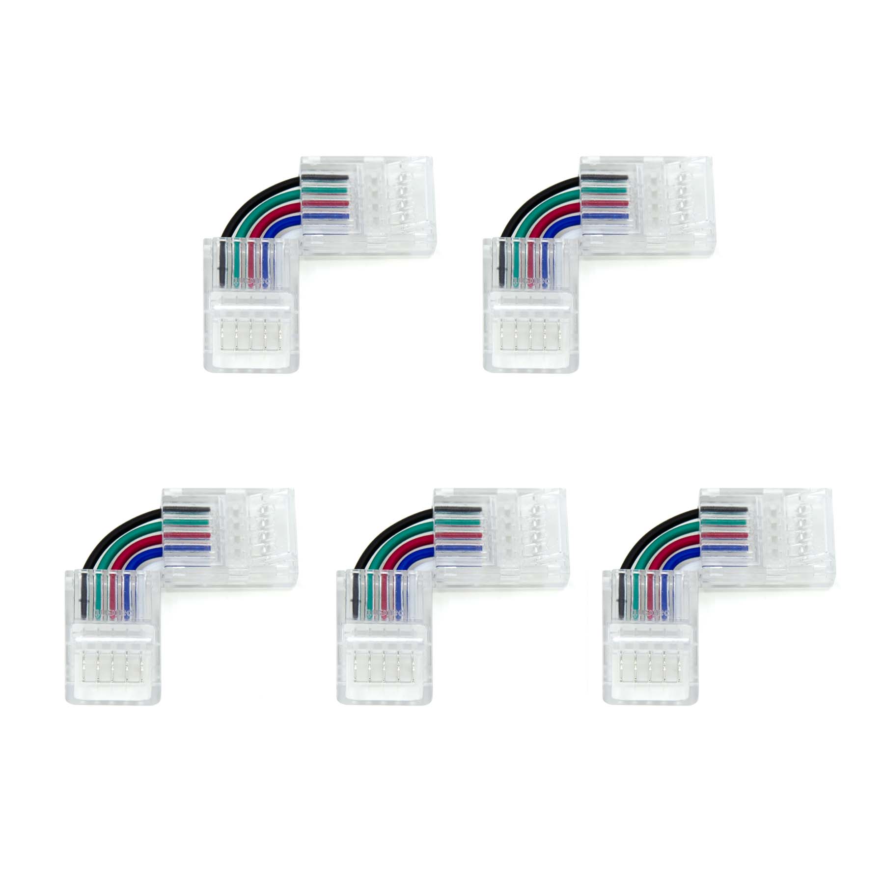 G.W.S LED Wholesale Strip Connectors 12mm / 5 5 Pin L Shape Quick Fit Flex Connector For RGBW/RGBWW LED Strip Lights