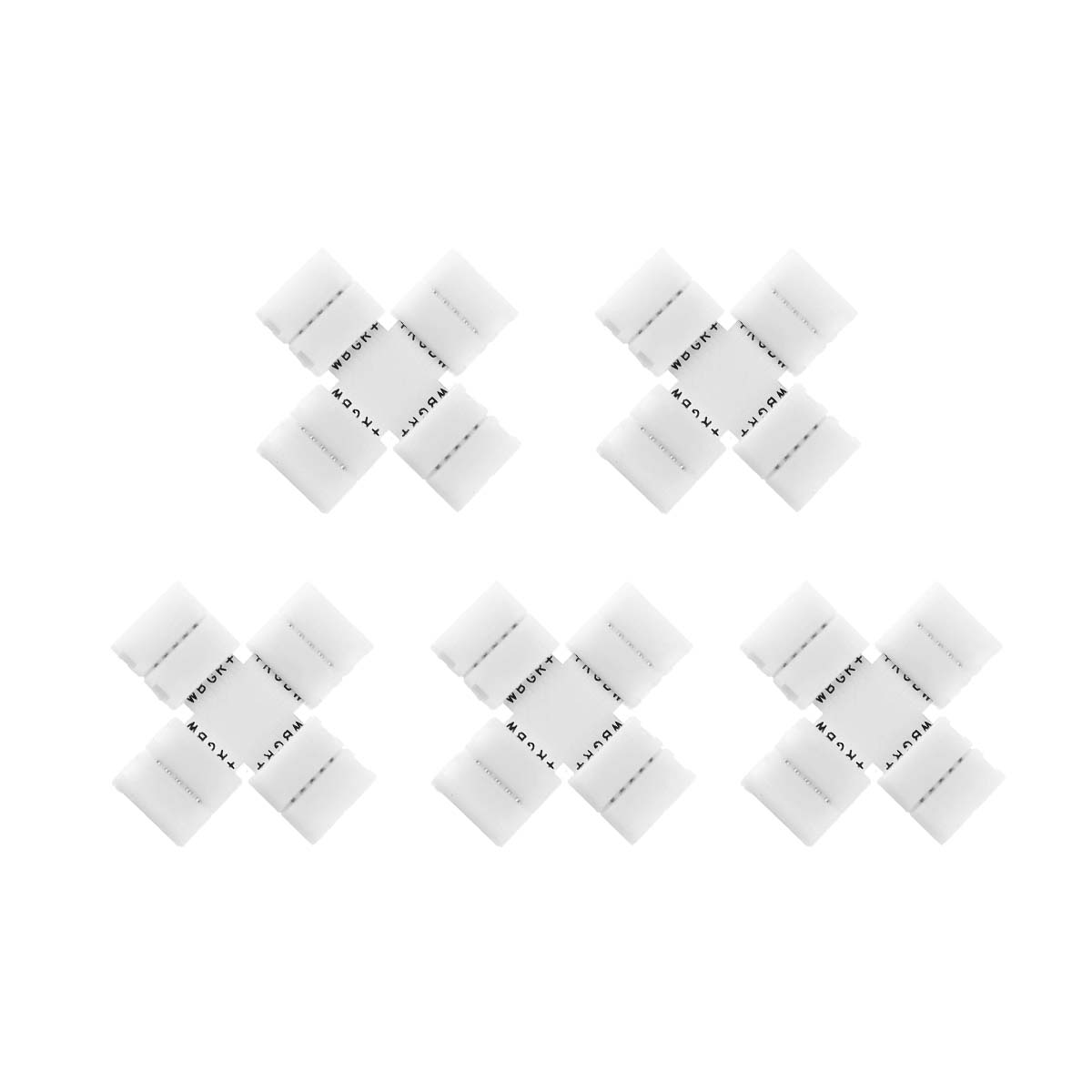 X Wire Pattern Light 5 Pin Solderless X Shape Connector For LED RGBW/RGBWW Strip Lights