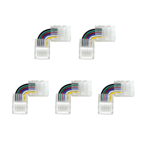 G.W.S LED Wholesale Strip Connectors 12mm / 5 6 Pin L Shape Quick Fit Flex Connector For RGBCCT LED Strip Lights